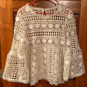 Boutique Lace Blouse with Bell Sleeve